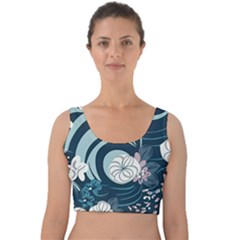 Flowers Pattern Floral Ocean Abstract Digital Art Velvet Crop Top by Ravend