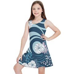 Flowers Pattern Floral Ocean Abstract Digital Art Kids  Lightweight Sleeveless Dress by Ravend