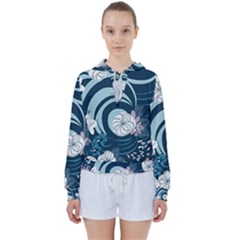 Flowers Pattern Floral Ocean Abstract Digital Art Women s Tie Up Sweat by Ravend