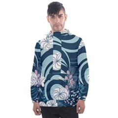 Flowers Pattern Floral Ocean Abstract Digital Art Men s Front Pocket Pullover Windbreaker by Ravend