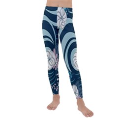 Flowers Pattern Floral Ocean Abstract Digital Art Kids  Lightweight Velour Leggings by Ravend