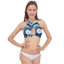 Flowers Pattern Floral Ocean Abstract Digital Art Cross Front Halter Bikini Top View1