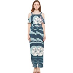 Flowers Pattern Floral Ocean Abstract Digital Art Draped Sleeveless Chiffon Jumpsuit by Ravend