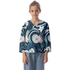 Flowers Pattern Floral Ocean Abstract Digital Art Kids  Sailor Shirt