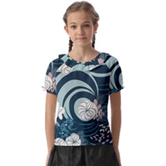 Flowers Pattern Floral Ocean Abstract Digital Art Kids  Frill Chiffon Blouse by Ravend