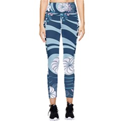 Flowers Pattern Floral Ocean Abstract Digital Art Pocket Leggings  by Ravend