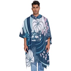 Flowers Pattern Floral Ocean Abstract Digital Art Men s Hooded Rain Ponchos by Ravend