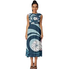 Flowers Pattern Floral Ocean Abstract Digital Art Sleeveless Round Neck Midi Dress by Ravend