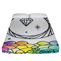 Rainbow Fun Cute Minimal Doodle Drawing Fitted Sheet (king Size) by Ravend