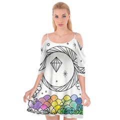 Rainbow Fun Cute Minimal Doodle Drawing Cutout Spaghetti Strap Chiffon Dress by Ravend