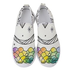 Rainbow Fun Cute Minimal Doodle Drawing Women s Slip On Sneakers by Ravend