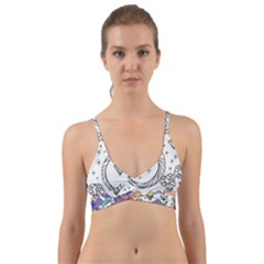 Rainbow Fun Cute Minimal Doodle Drawing Wrap Around Bikini Top by Ravend