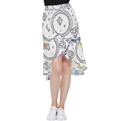 Rainbow Fun Cute Minimal Doodle Drawing Frill Hi Low Chiffon Skirt by Ravend