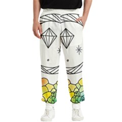 Rainbow Fun Cute Minimal Doodle Drawing Men s Elastic Waist Pants by Ravend