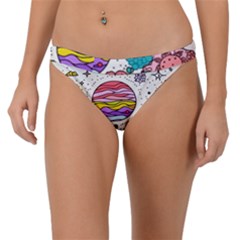 Rainbow Fun Cute Minimal Doodle Drawing Unique Band Bikini Bottoms by Ravend