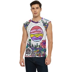 Rainbow Fun Cute Minimal Doodle Drawing Unique Men s Raglan Cap Sleeve Tee by Ravend