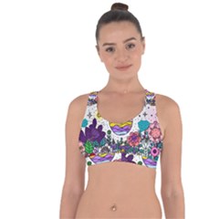 Rainbow Fun Cute Minimal Doodle Drawing Unique Cross String Back Sports Bra by Ravend