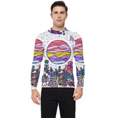 Rainbow Fun Cute Minimal Doodle Drawing Unique Men s Long Sleeve Rash Guard by Ravend