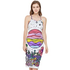 Rainbow Fun Cute Minimal Doodle Drawing Unique Bodycon Cross Back Summer Dress by Ravend