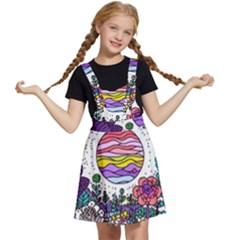 Rainbow Fun Cute Minimal Doodle Drawing Unique Kids  Apron Dress by Ravend