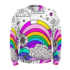 Rainbow Fun Cute Minimal Doodle Drawing Art Men s Sweatshirt by Ravend