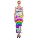 Rainbow Fun Cute Minimal Doodle Drawing Art Fitted Maxi Dress View1