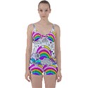 Rainbow Fun Cute Minimal Doodle Drawing Art Tie Front Two Piece Tankini View1