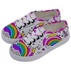 Rainbow Fun Cute Minimal Doodle Drawing Art Kids  Classic Low Top Sneakers by Ravend