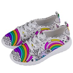 Rainbow Fun Cute Minimal Doodle Drawing Art Women s Lightweight Sports Shoes by Ravend