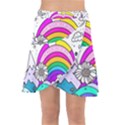 Rainbow Fun Cute Minimal Doodle Drawing Art Wrap Front Skirt View1