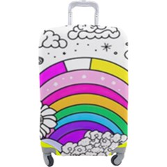 Rainbow Fun Cute Minimal Doodle Drawing Art Luggage Cover (large) by Ravend