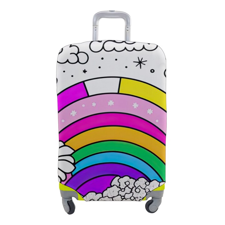 Rainbow Fun Cute Minimal Doodle Drawing Art Luggage Cover (Small)