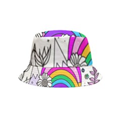 Rainbow Fun Cute Minimal Doodle Drawing Art Bucket Hat (kids) by Ravend