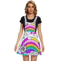 Rainbow Fun Cute Minimal Doodle Drawing Art Apron Dress by Ravend