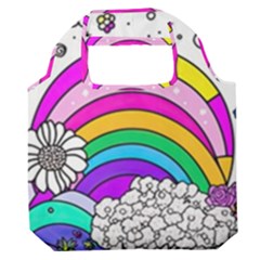 Rainbow Fun Cute Minimal Doodle Drawing Art Premium Foldable Grocery Recycle Bag by Ravend