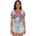 Rainbow Fun Cute Minimal Doodle Drawing Art V-Neck Crop Top View1