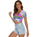 Rainbow Fun Cute Minimal Doodle Drawing Art V-Neck Crop Top View2