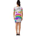 Rainbow Fun Cute Minimal Doodle Drawing Art Fitted Knot Split End Bodycon Dress View4