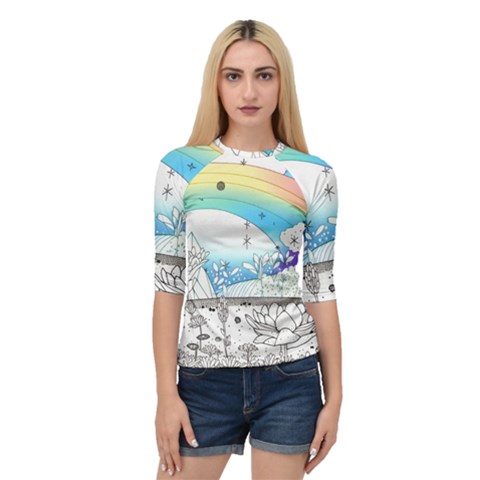 Rainbow Fun Cute Minimal Doodle Drawing Arts Quarter Sleeve Raglan Tee by Ravend