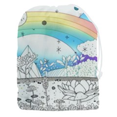 Rainbow Fun Cute Minimal Doodle Drawing Arts Drawstring Pouch (3xl) by Ravend