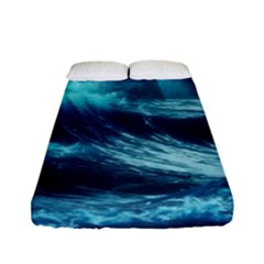 Moonlight High Tide Storm Tsunami Waves Ocean Sea Fitted Sheet (full/ Double Size) by Ravend