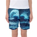 Moonlight High Tide Storm Tsunami Waves Ocean Sea Women s Basketball Shorts View1