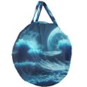 Moonlight High Tide Storm Tsunami Waves Ocean Sea Giant Round Zipper Tote View1