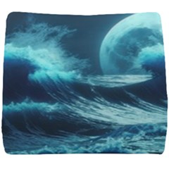 Moonlight High Tide Storm Tsunami Waves Ocean Sea Seat Cushion by Ravend