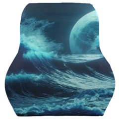 Moonlight High Tide Storm Tsunami Waves Ocean Sea Car Seat Back Cushion  by Ravend