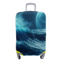 Moonlight High Tide Storm Tsunami Waves Ocean Sea Luggage Cover (small) by Ravend