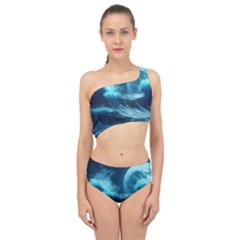 Moonlight High Tide Storm Tsunami Waves Ocean Sea Spliced Up Two Piece Swimsuit by Ravend