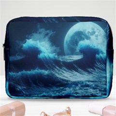 Moonlight High Tide Storm Tsunami Waves Ocean Sea Make Up Pouch (large) by Ravend