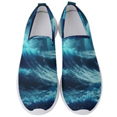 Moonlight High Tide Storm Tsunami Waves Ocean Sea Men s Slip On Sneakers by Ravend