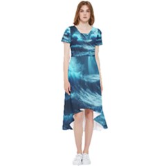 Moonlight High Tide Storm Tsunami Waves Ocean Sea High Low Boho Dress by Ravend